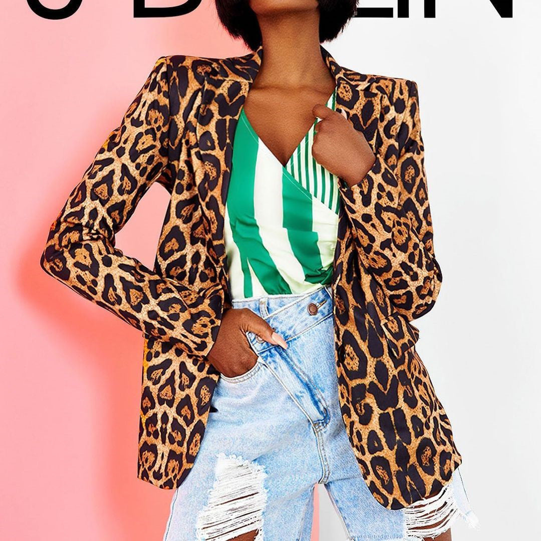 Variant image for Dam Cardigan Slim Fit Leopardmönster Mjuk Bomullsblandning-33