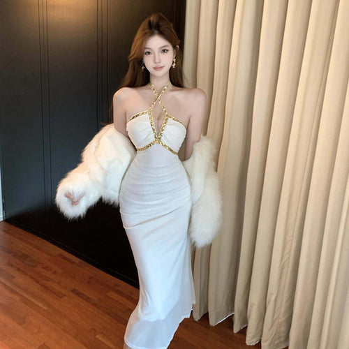 Kvinnors Halterneck Bodycon Klänning Öppen Rygg Polyester Elastan-1