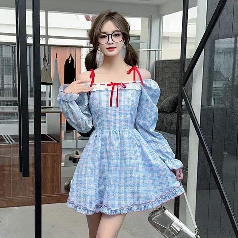 Dam Klänning Camisole Off-Shoulder Spetsdetaljer Mjuk Tyg-1