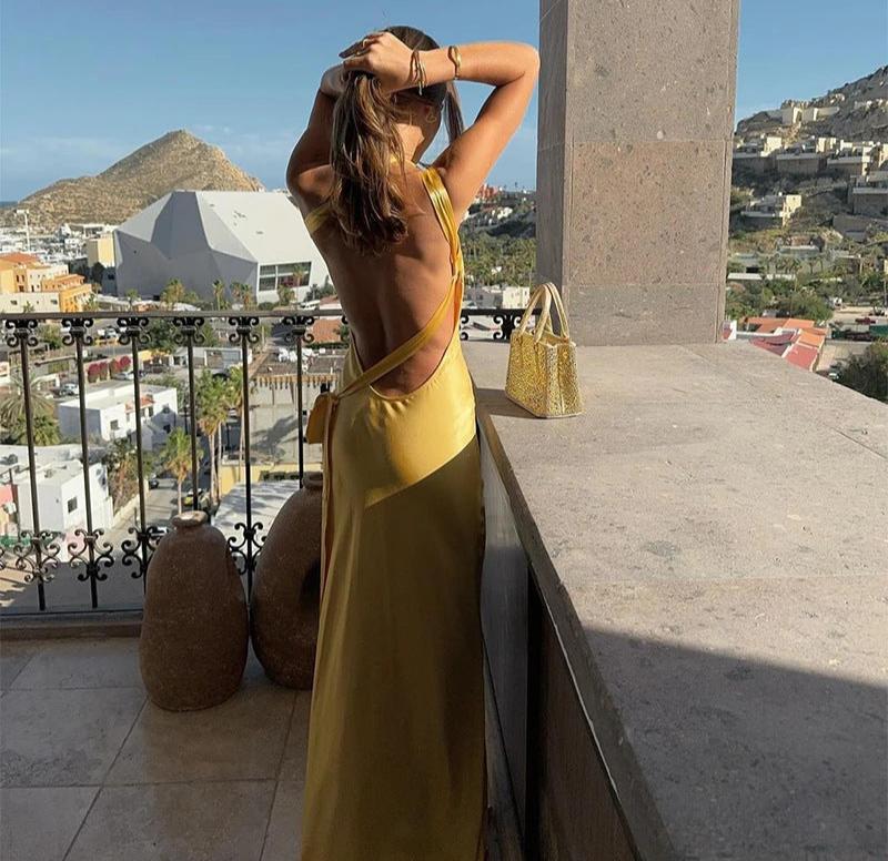 Kvinnors Axelklänning Snörning Andningsbart Material-2