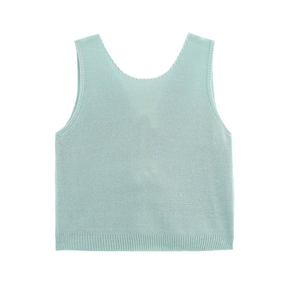 Kvinnors Stickad Topp Elegant Bomull med Fin Struktur 3