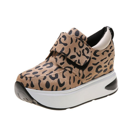 Kvinnors Sneakers med Stegdämpning och Kardborrstängning – Andningsbart Tyg i Leopardmönster, Stl 36-41 1