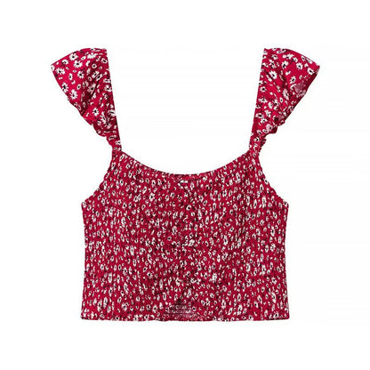 Blommig Damuppsättning med Crop Top och Midi Kjol – Andningsbart Tyg, Elastiskt Midjeband, Perfekt för Sommarutflykter 2