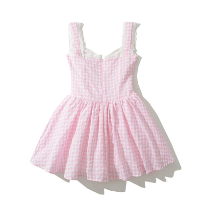 Dam Sommarklänning Voluminös Kjol Romantiska Detaljer Lätt Bomullsmix 3