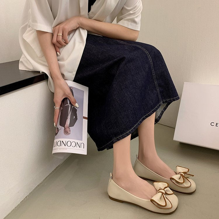 Kvinnors Ballerinas med Dekorativ Slinga Syntetiskt Läder och Icke-Slip Sula 3