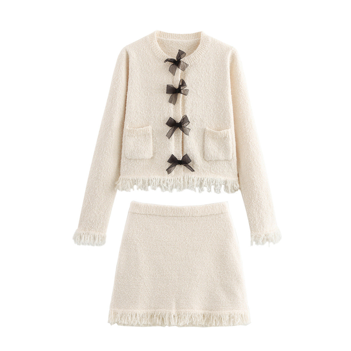 Kvinnor Cardigan Fransar Mjukt Stickmaterial 5