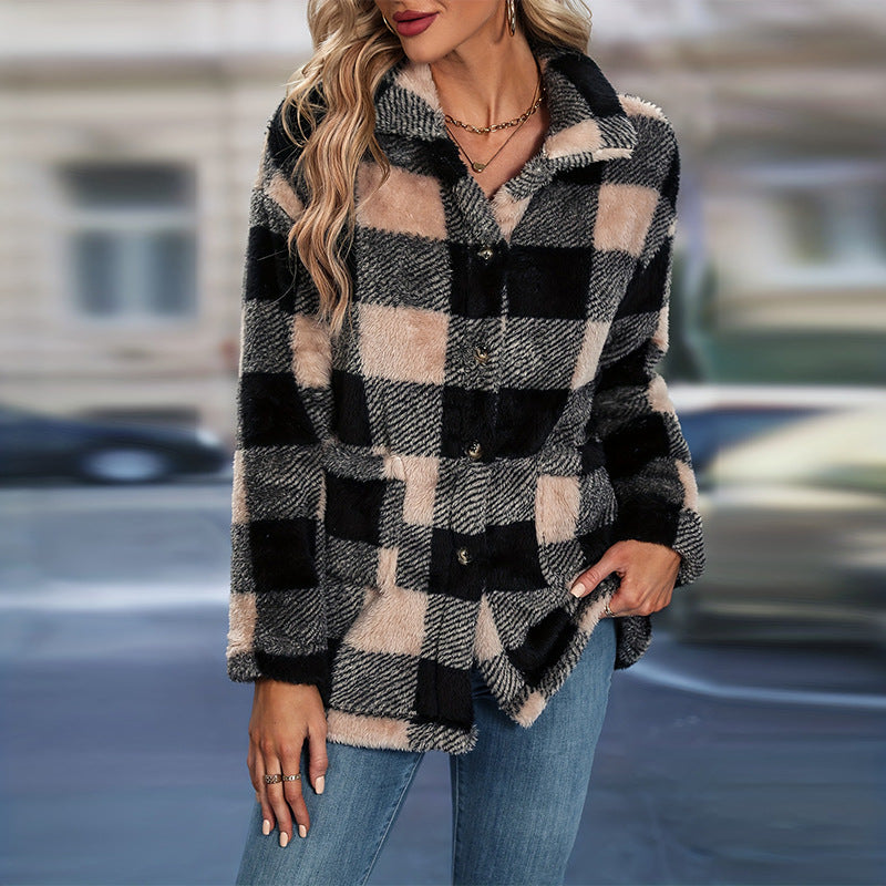 Kvinnors Lång Kofta i Polyester med Fickor och Randigt Mönster-6