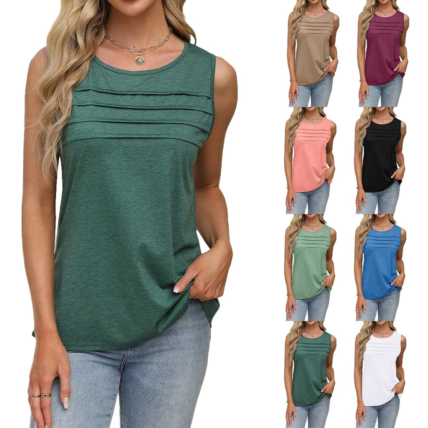 Unisex T-Shirt U-ringad Veckad Viskos-2