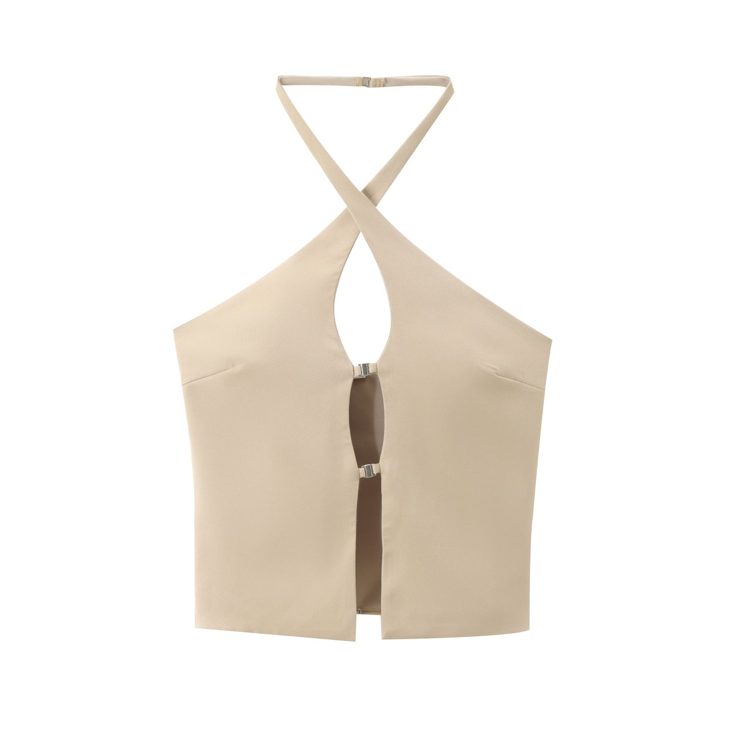 Dam Festtopp Halterneck Monokrom Polyester-1