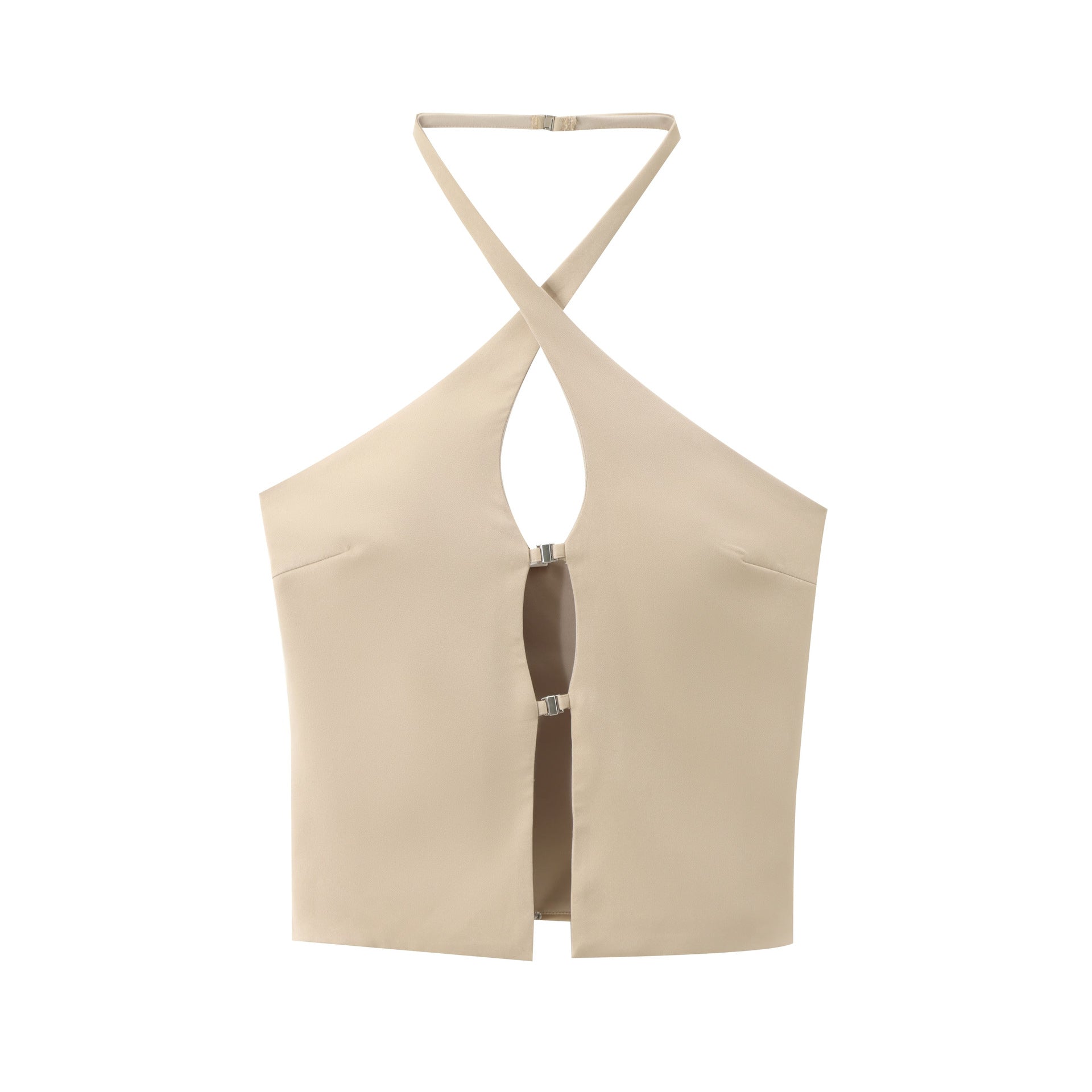 Dam Festtopp Halterneck Monokrom Polyester-1