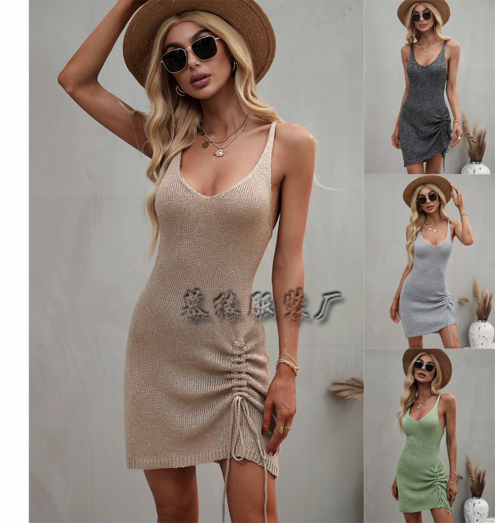 Dam Bikini Cover-up Tank Top Löst Sittande Stickad-2