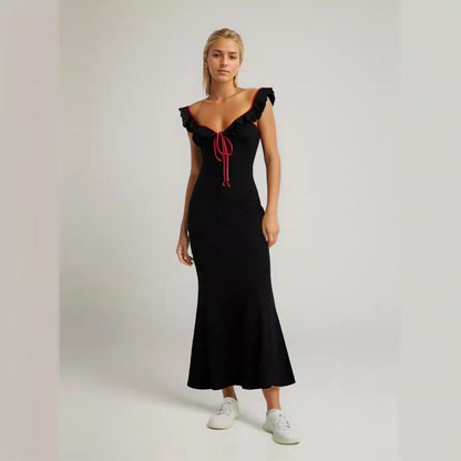 Kvinna Klänning Sjöjungfru Spaghetti Band Polyester-3