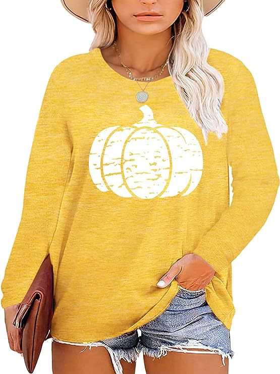 Långärmad T Shirt Dam i Mjuk Bomull med Grafiskt Pumpamotiv – Avslappnad Passform, Flera Storlekar 5