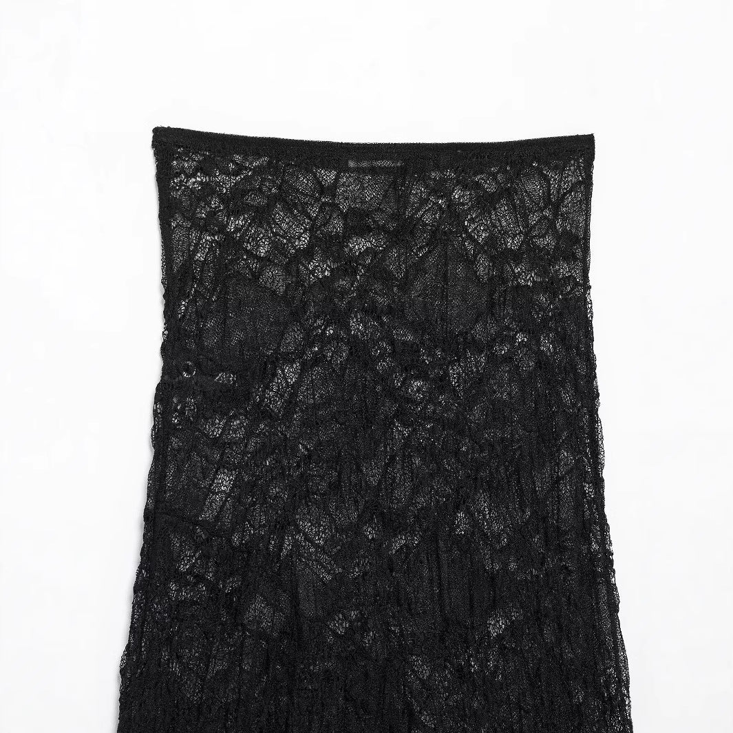 Dam Midi-Rock Slim Fit Spets-4