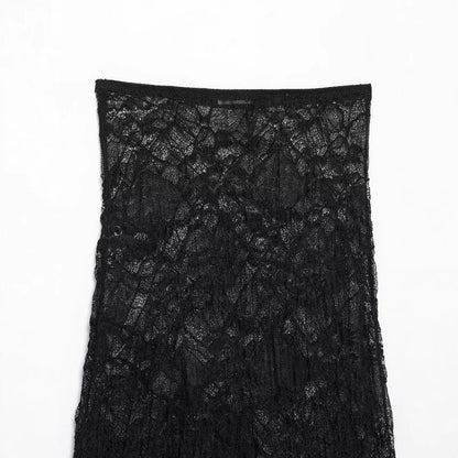 Dam Midi-Rock Slim Fit Spets-4