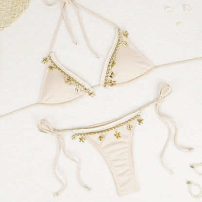 Kvinnors Bikiniset Triangulär Design Elastiskt Material-6