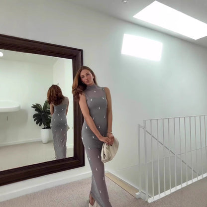 Variant image for Fina Dam Klänningar Halvkrage Monokrom Mjuk Utan Ärmar-1