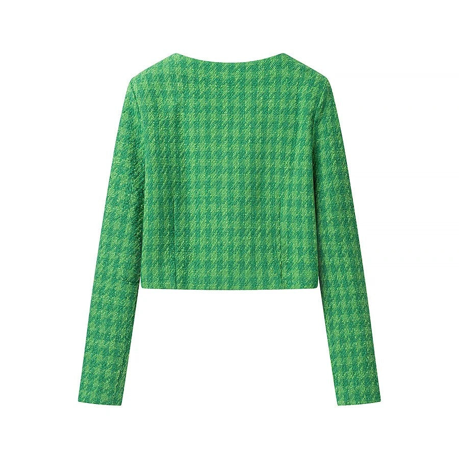 Kvinnornas Boucléjacka Elegant Midjeskärning Mjuk Material 2