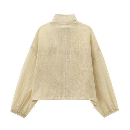 Dam Kappa Halvtransparent Monokrom Patchwork Material-3