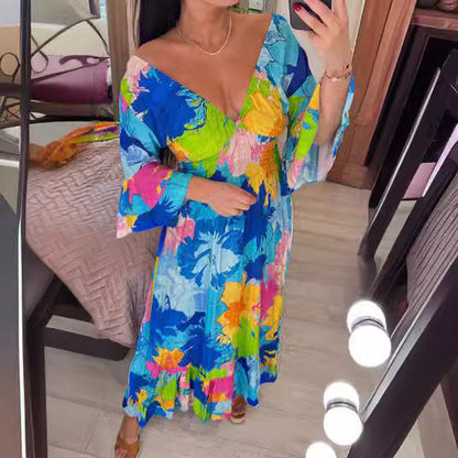 Fina Dam Klänningar Lång Strandklänning Lätt Polyester-3