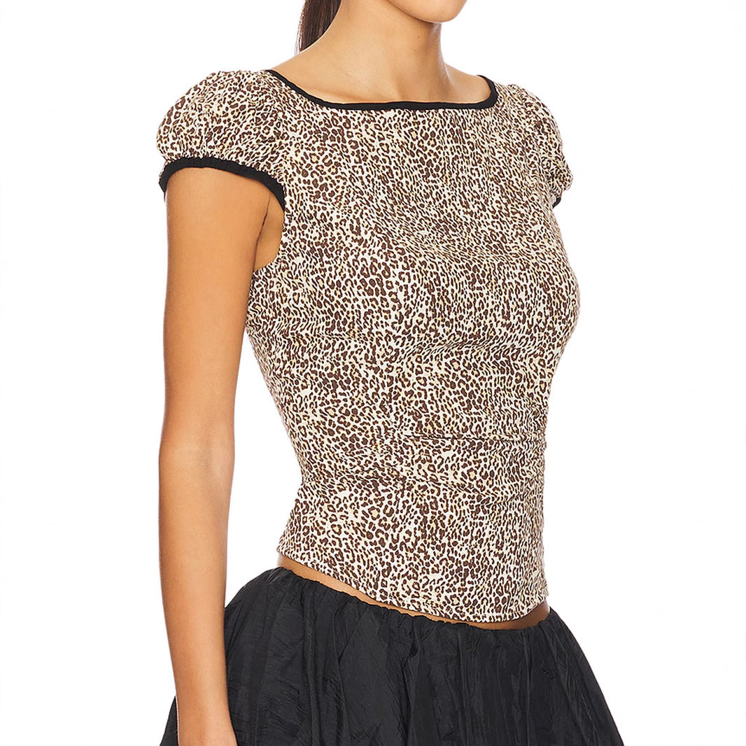 Dam T Shirt Rundhals Djurmönster Polyester Kort Ärmar-5