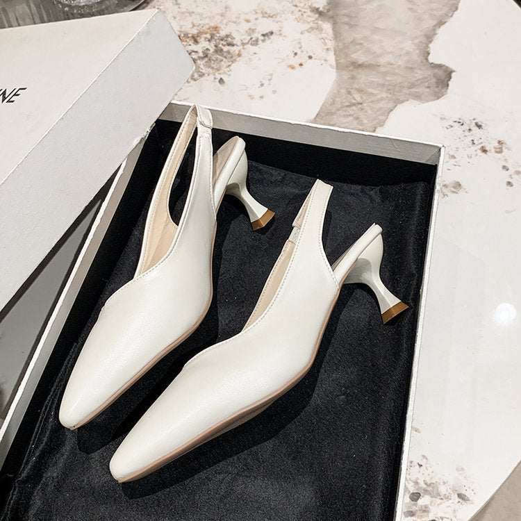 Kvinnor Slingback Skor Spetsig Tå Slät Klack Högkvalitativt Material 4