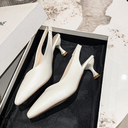 Kvinnor Slingback Skor Spetsig Tå Slät Klack Högkvalitativt Material 4