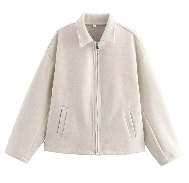 Dam Fleecejacka Modern Design Mjuk Fleece med Ståkrage och Dragkedja-1