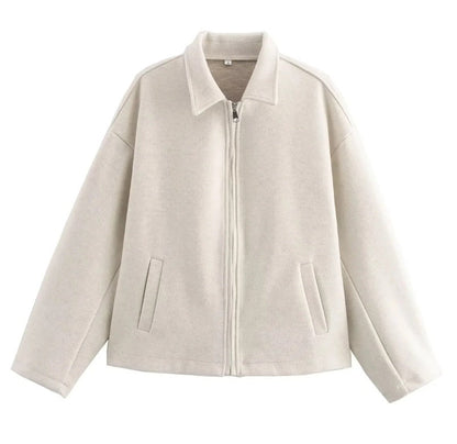 Dam Fleecejacka Modern Design Mjuk Fleece med Ståkrage och Dragkedja-1