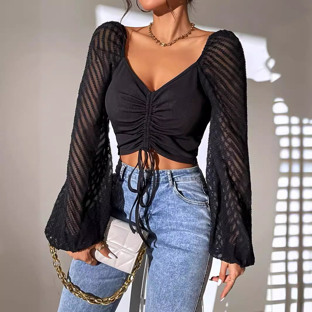 Dam T-shirt Långärmad Slim Fit Ribbad 100% Bomull-2