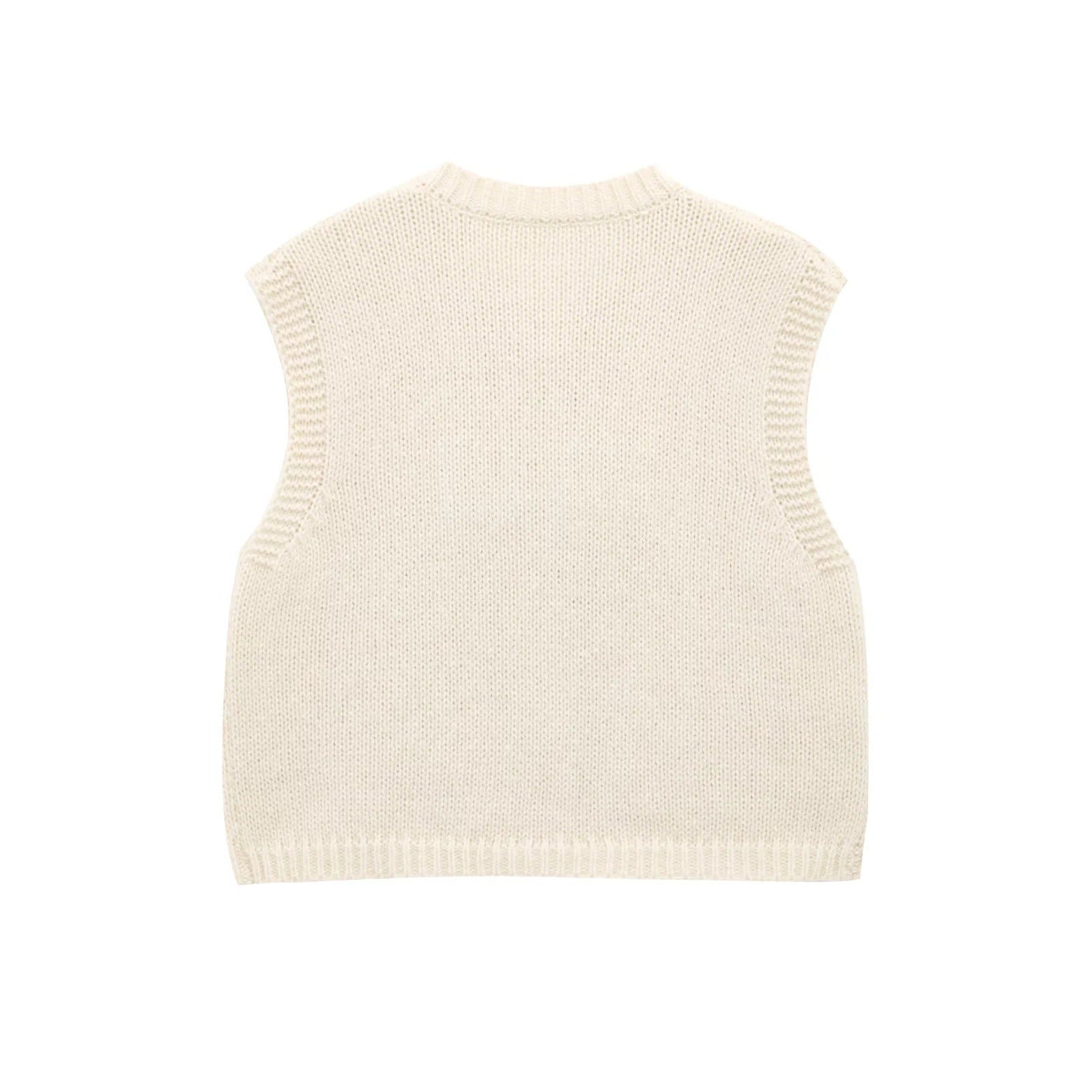 Kvinnors Stickad Väst med Dekorativa Knappar och Fickor i Mjuk Bomullsblandning-4