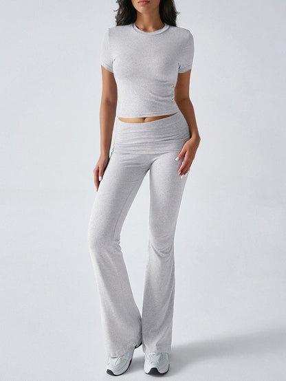 Variant image for Kvinnors Elegant Set Korta Ärmar Långa Byxor Polyester-15