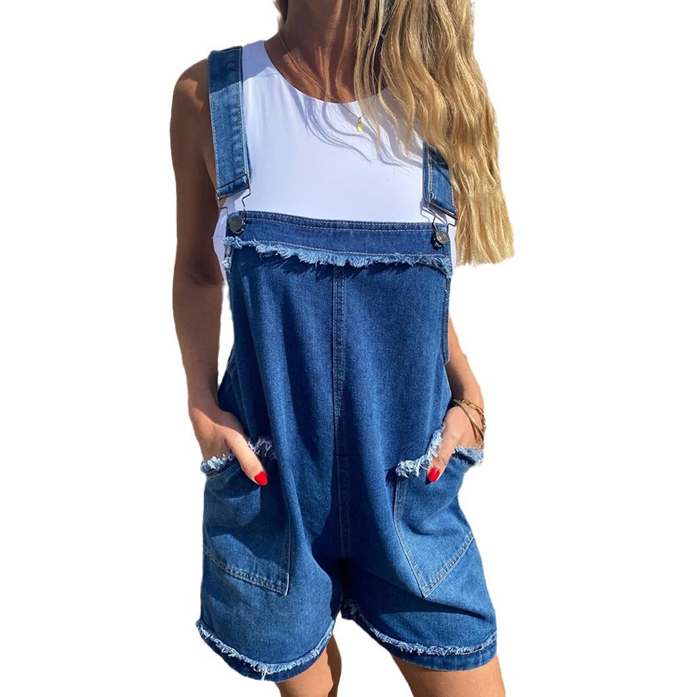 Kvinnors Capri-Shorts Justerbar Denim Avslappnad Passform-1
