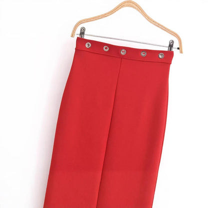 Kvinnors Blyertskjol Figurbetonande Elastiskt Tyg med Dekorativa Tryckknappar-3