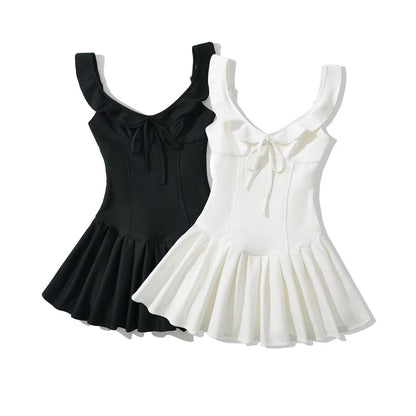 Fina Dam Klänningar Spaghetti Band Enfärgad Högkvalitativt Tyg-2