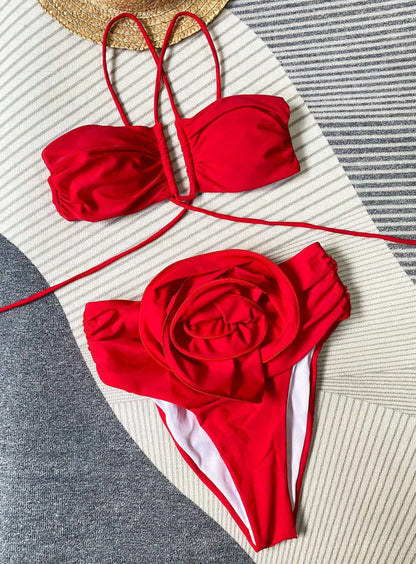 Dam Bikini med Rüsch Detaljer och Justerbara Remmar i Högkvalitativt Elastiskt Tyg 7