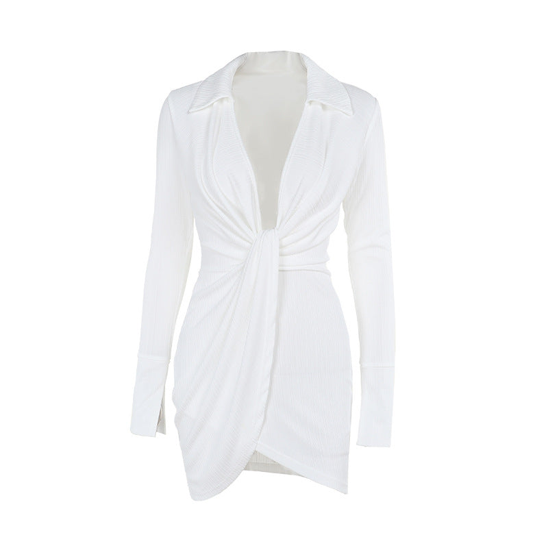 Kvinnors Wrap Klänning Lång Ärmar Andningsbar Stretch 6
