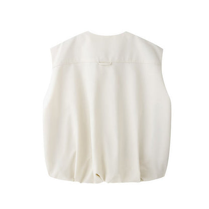 Dam Tank Top Ärm lös Casual med Dragkedja i 100% Bomull-4