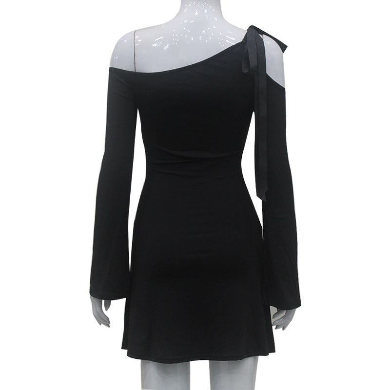 Kvinnors Miniklänning Asymmetrisk Snitt med Rüsch Detaljer Mjukt Tyg-5