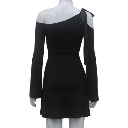 Kvinnors Miniklänning Asymmetrisk Snitt med Rüsch Detaljer Mjukt Tyg-5