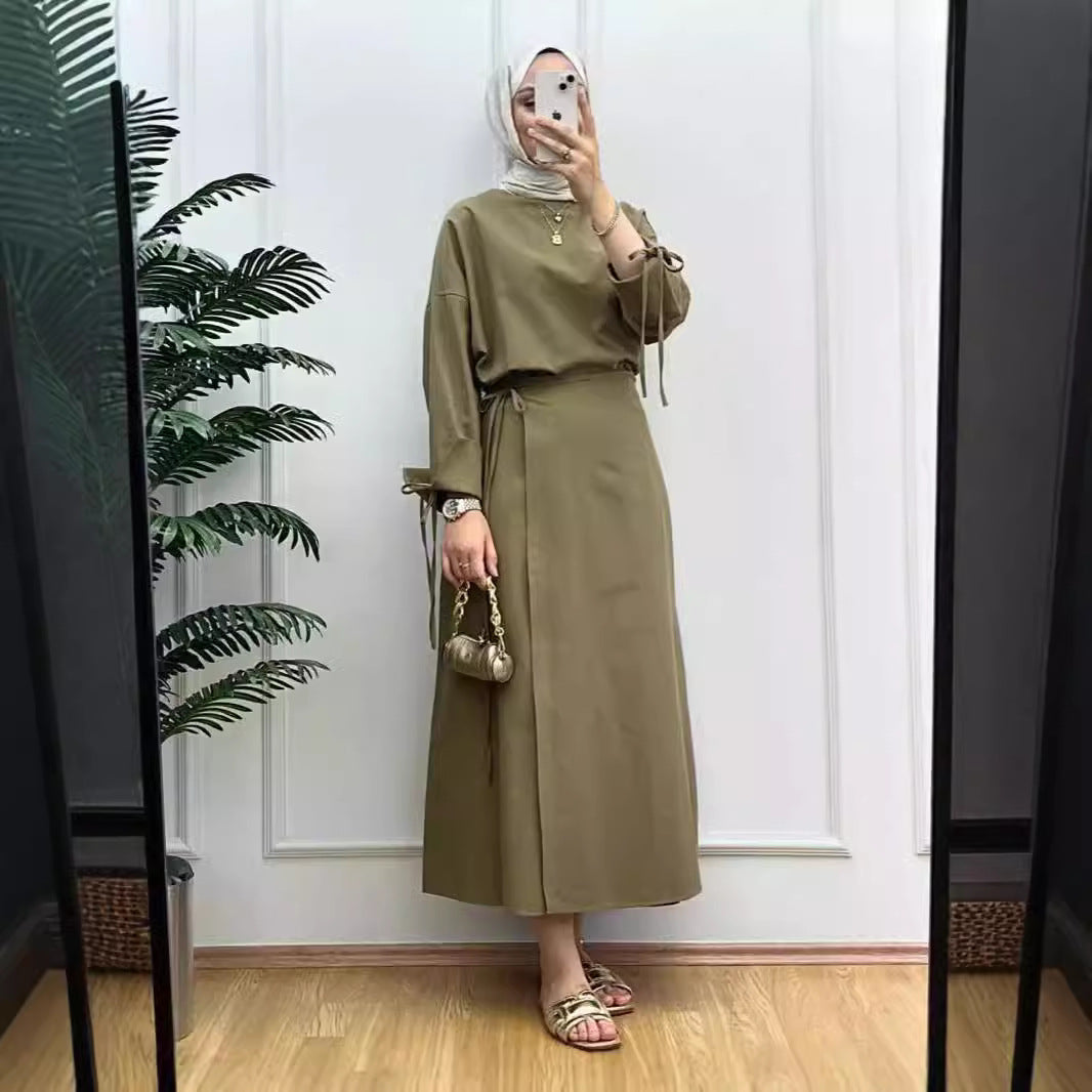 Dam Tvådelad Kjol Monokrom Bomull Patchwork-2