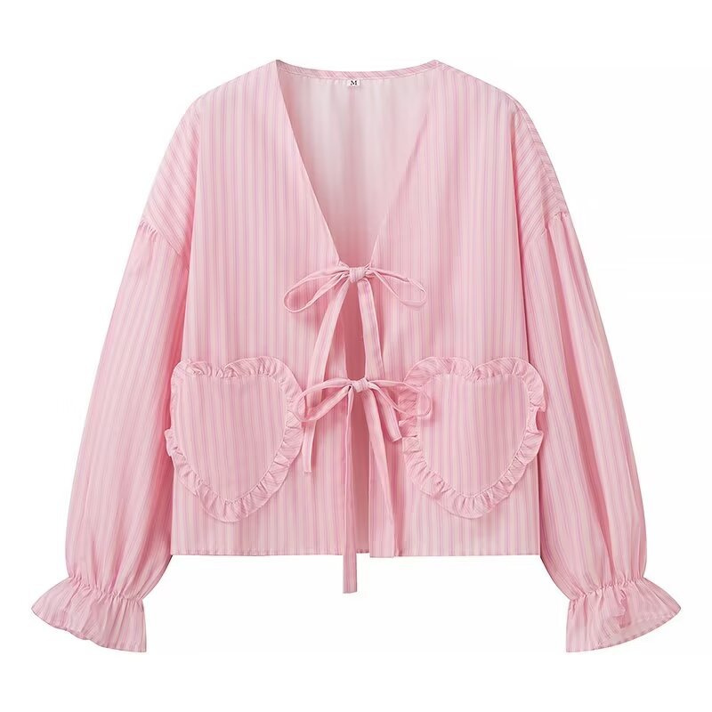 Dam Casual Set Randig Cardigan Långa Ärmar Polyester-2