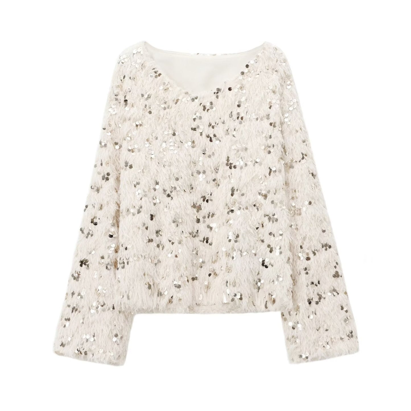 Dam Tröja Rundhalsad med Paljetter 100% Akryl 3