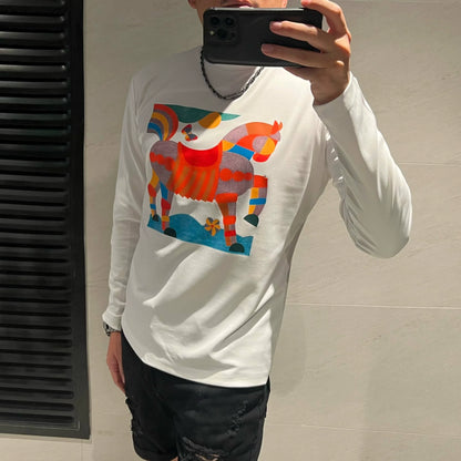 Kvinnors Långärmad T-Shirt Med Tryck Bomull-1