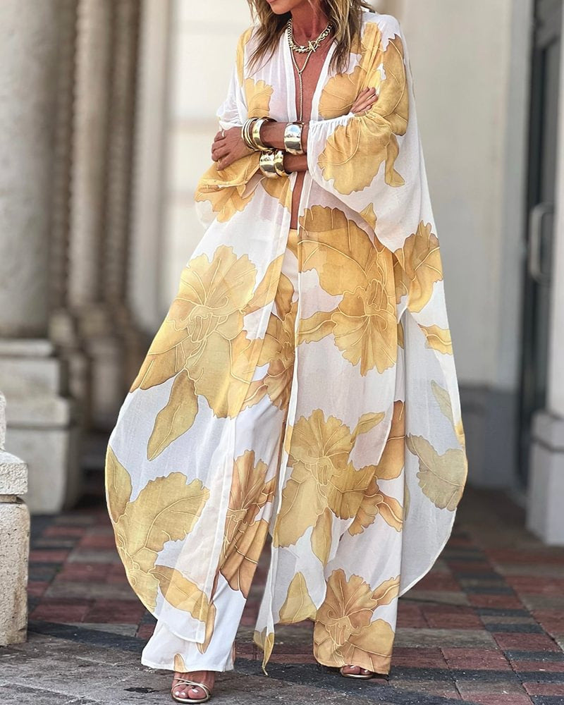 Dam Kjol och Topp Set V-ringning Loose Fit Polyester Spandex-2