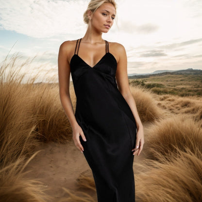 Kvinnors Maxiklänning A-linjeformad Halter Design Polyester-1