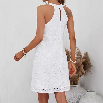 Damklänning A-Linjeformad i 100% Bomull med Ärmlös Design-5