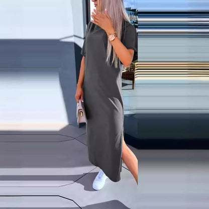 Dam A-Linje Klänning Rundhalsad Polyester för Arbete och Fritid-3