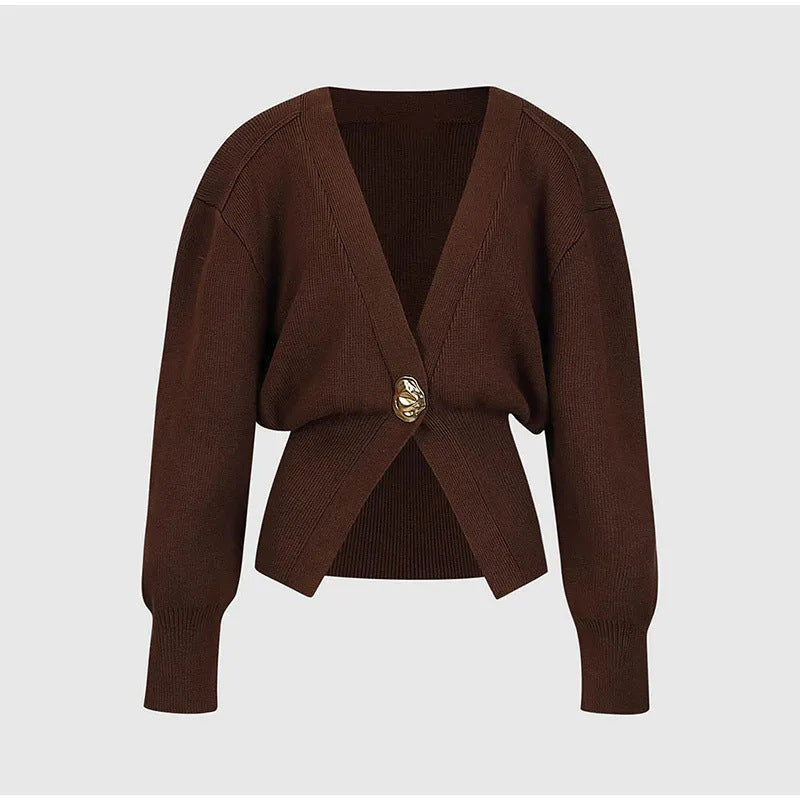 Kvinnors Cardigan Elegant Knappdetalj Mjuk Bomullsblandning 1