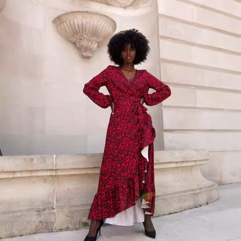 Variant image for Damklänning Asymmetrisk Maxi Polyester Elegant Långärmad-6